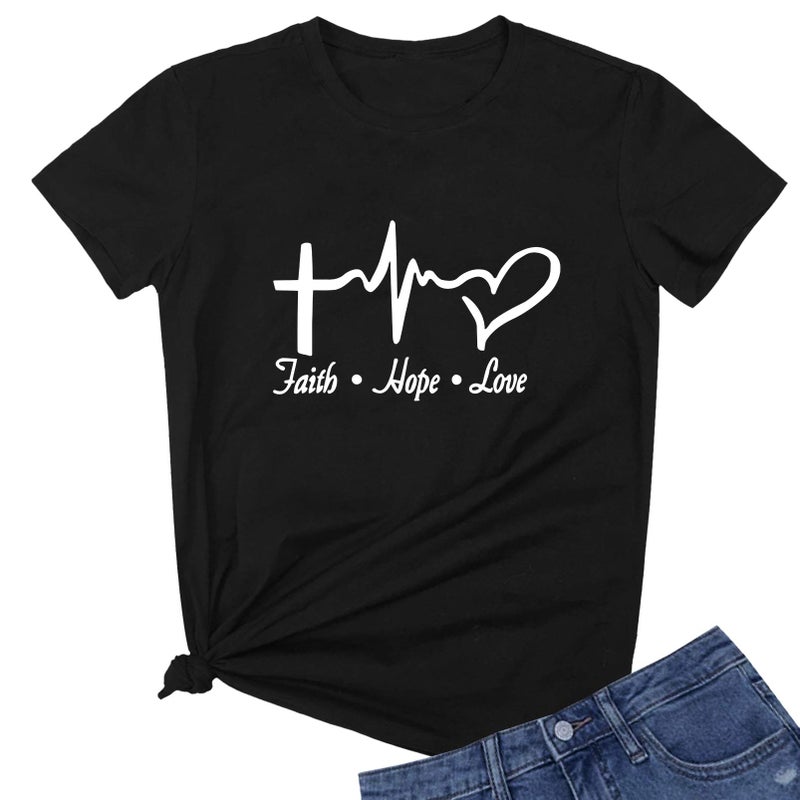 ROSEPARK Women Funny T Shirt Graphic Teen Girl Tee Black Medium - Image 1